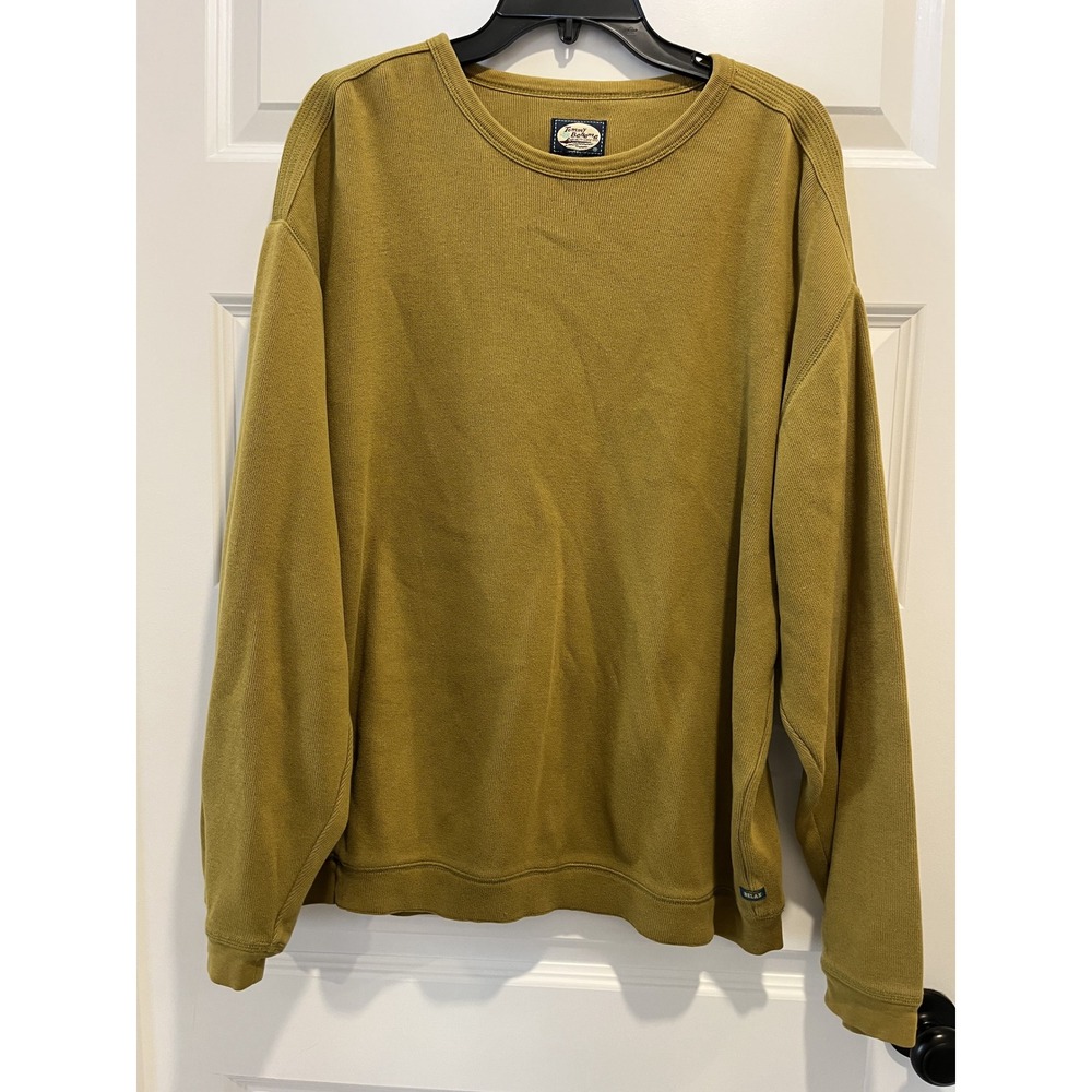 Tommy Bahama Relax Mens L Crewneck Sweatshirt Olive Green Cotton Ribbed Pullover